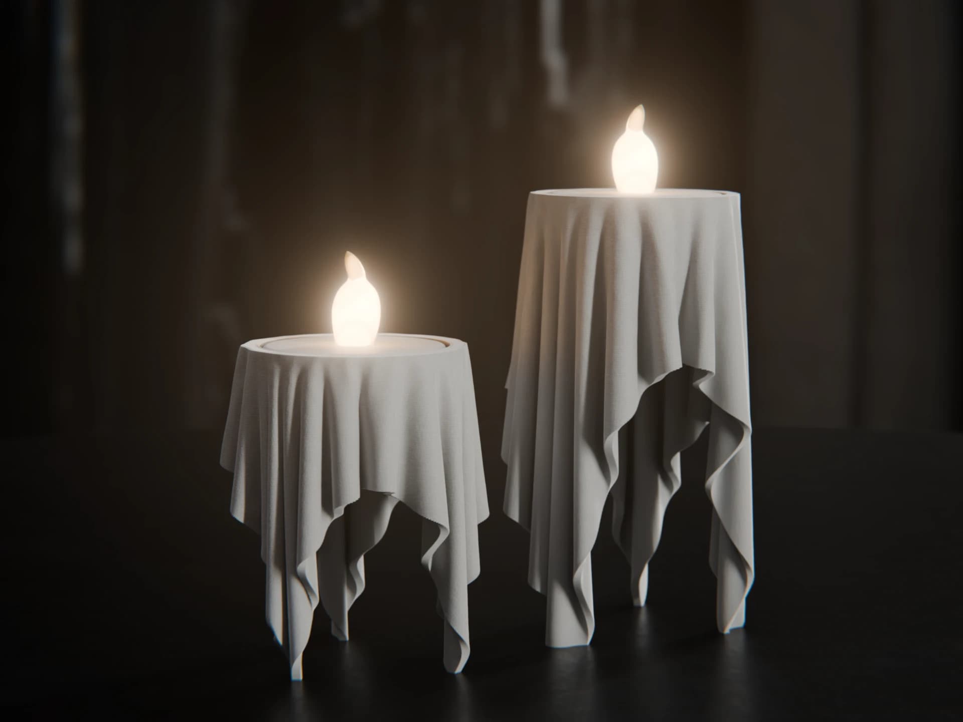 Floating cloth candle holders and LED tea lights