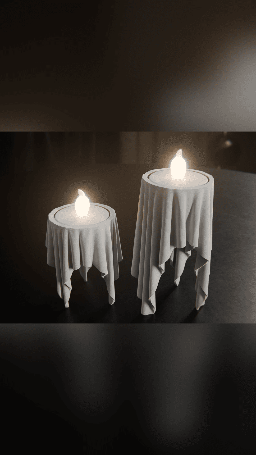 Floating cloth candle holders and LED tea lights