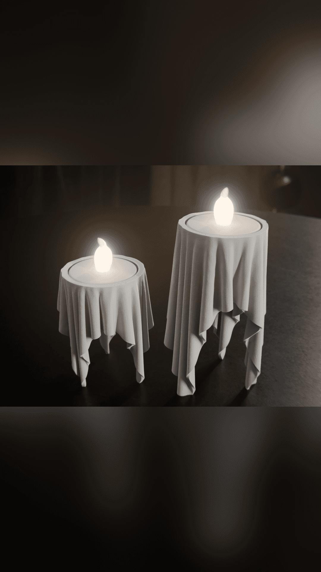 Floating cloth candle holders and LED tea lights